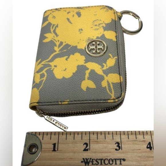 Tory Burch Robinson Mini Yellow & Grey Coin Purse - Picture 5 of 6